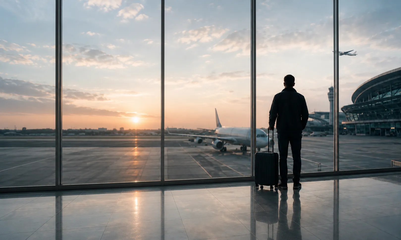 Traveler at airport terminal